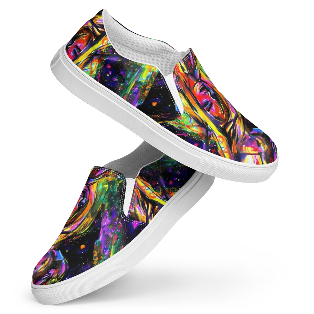 Galactic Flamenco on Women's Slip-On Canvas Shoes — Front