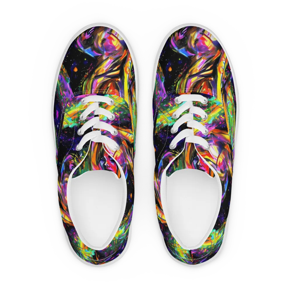 Galactic Flamenco on Men's Lace-Up Canvas Shoes — Front