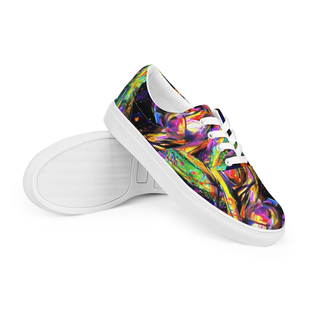Galactic Flamenco on Men's Lace-Up Canvas Shoes — Right Front