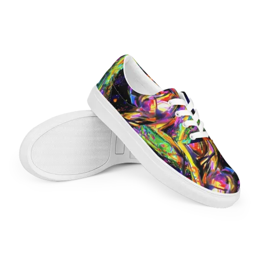 Galactic Flamenco on a Men's Lace-Up Canvas Shoes