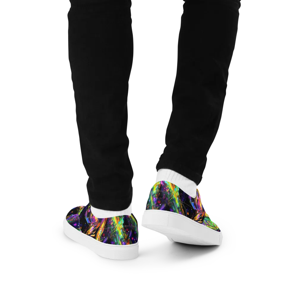 Galactic Flamenco on Men's Lace-Up Canvas Shoes — Back