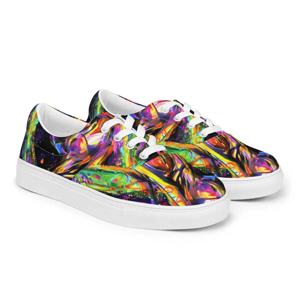Galactic Flamenco on Men's Lace-Up Canvas Shoes — Right Front