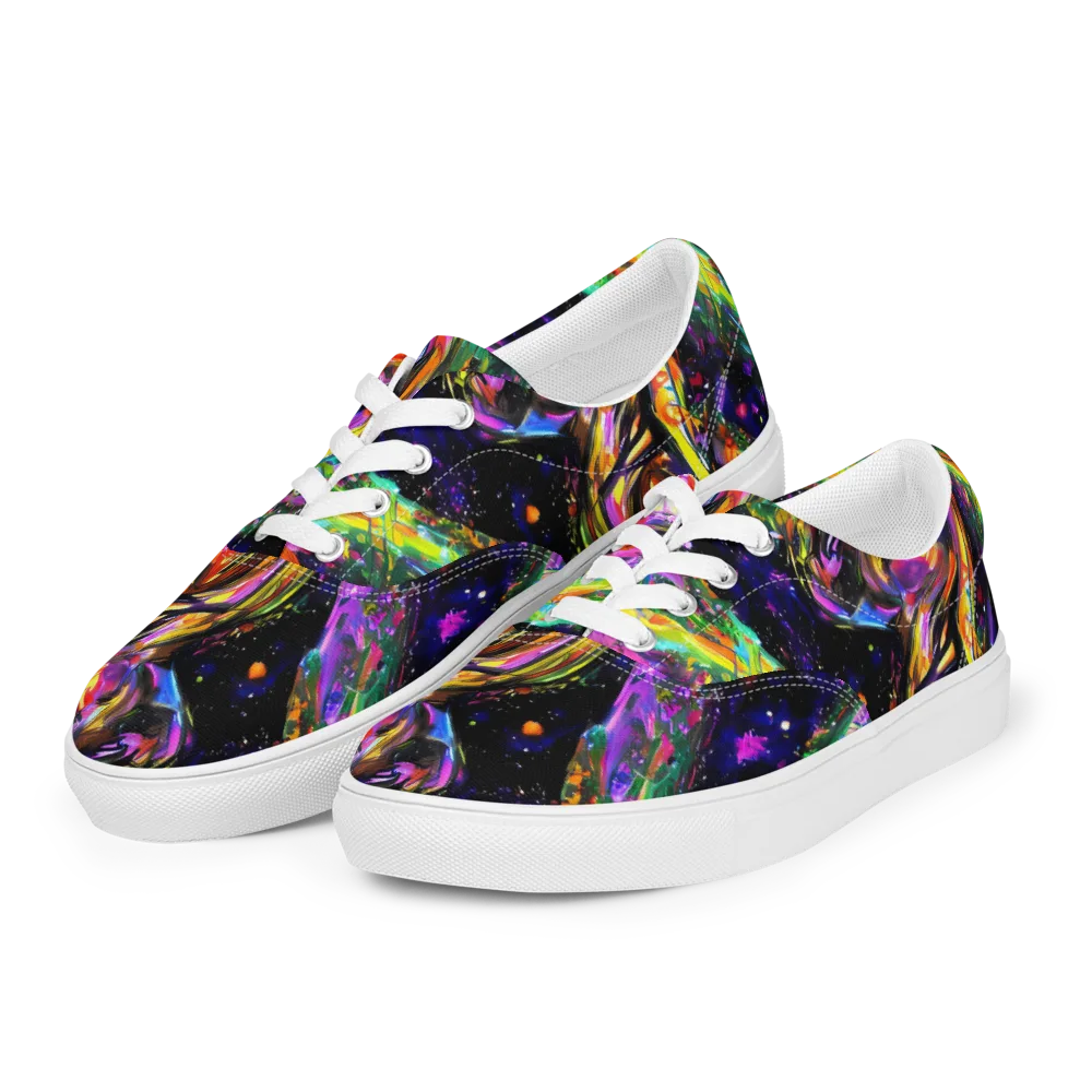 Galactic Flamenco on Men's Lace-Up Canvas Shoes — Left Front