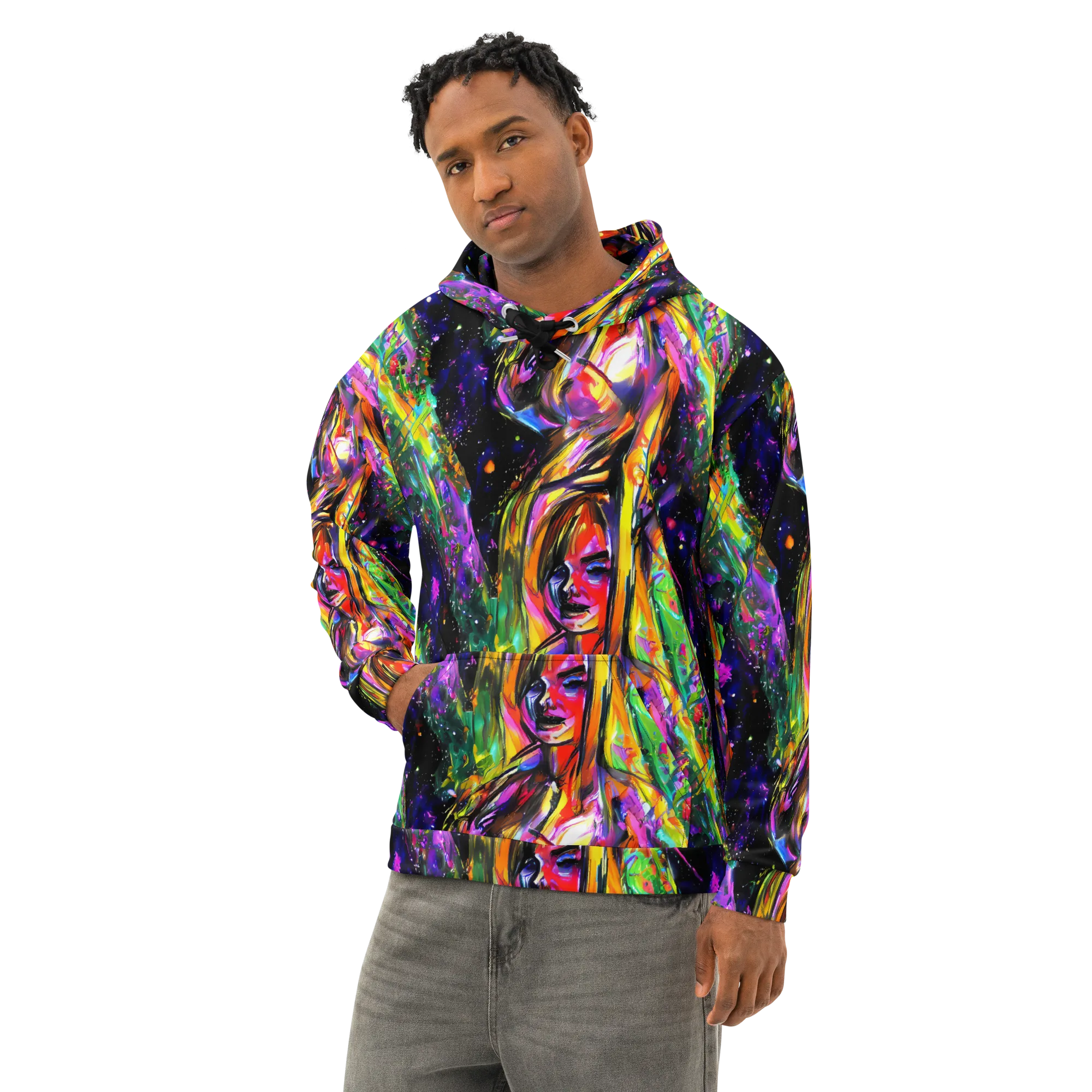 Galactic Flamenco on Cotton Hoodie — Left Front