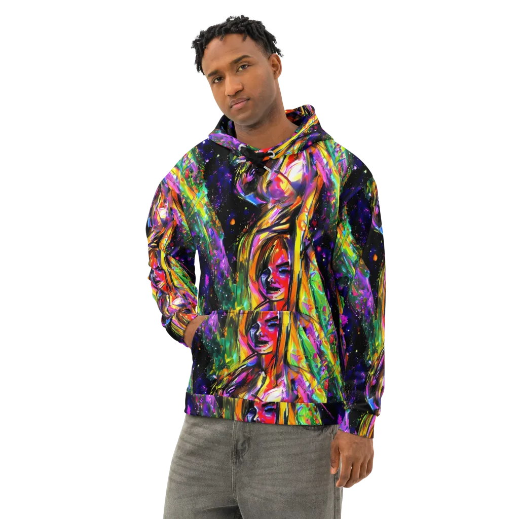 Galactic Flamenco on Cotton Hoodie — Left Front