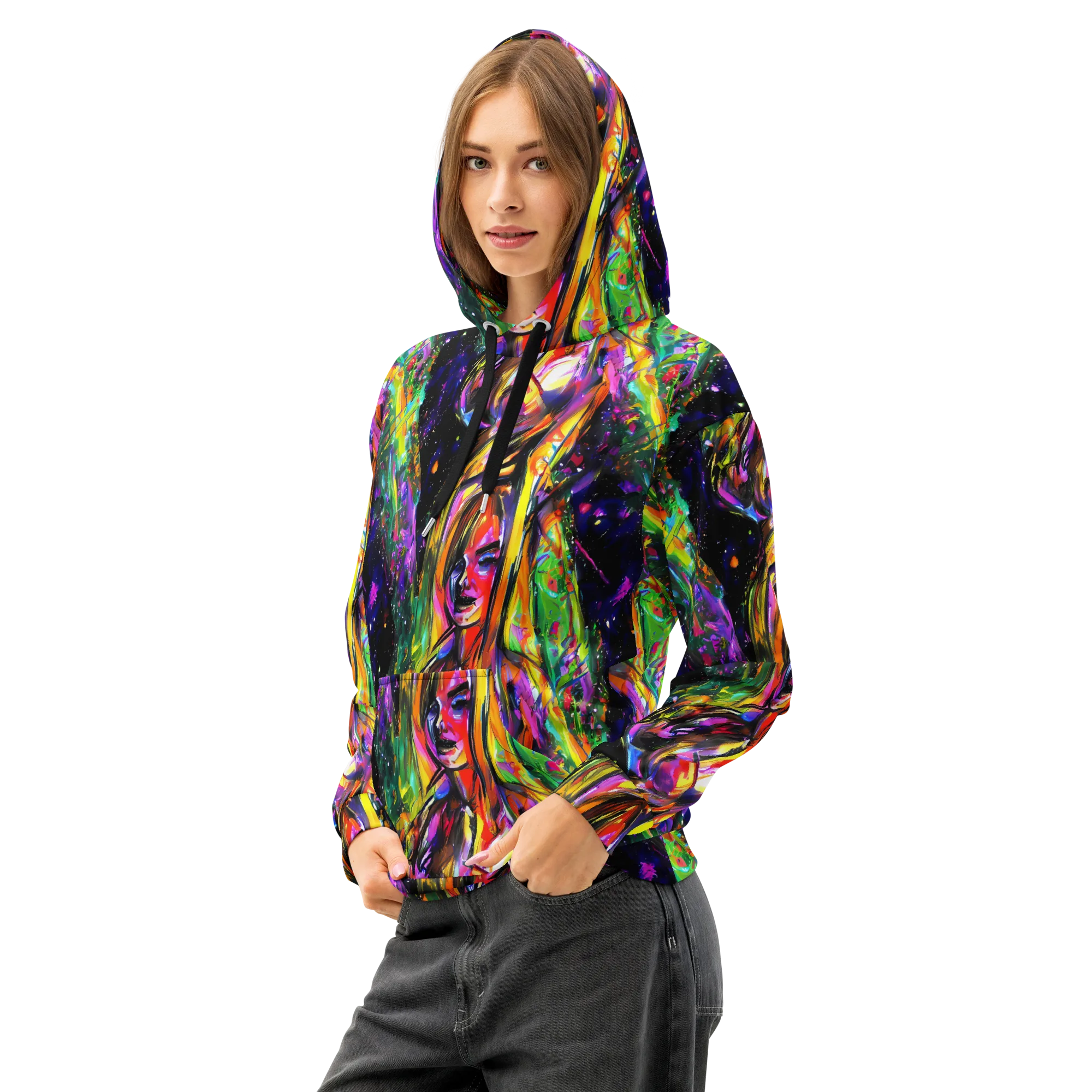 Galactic Flamenco on Cotton Hoodie — Left Front