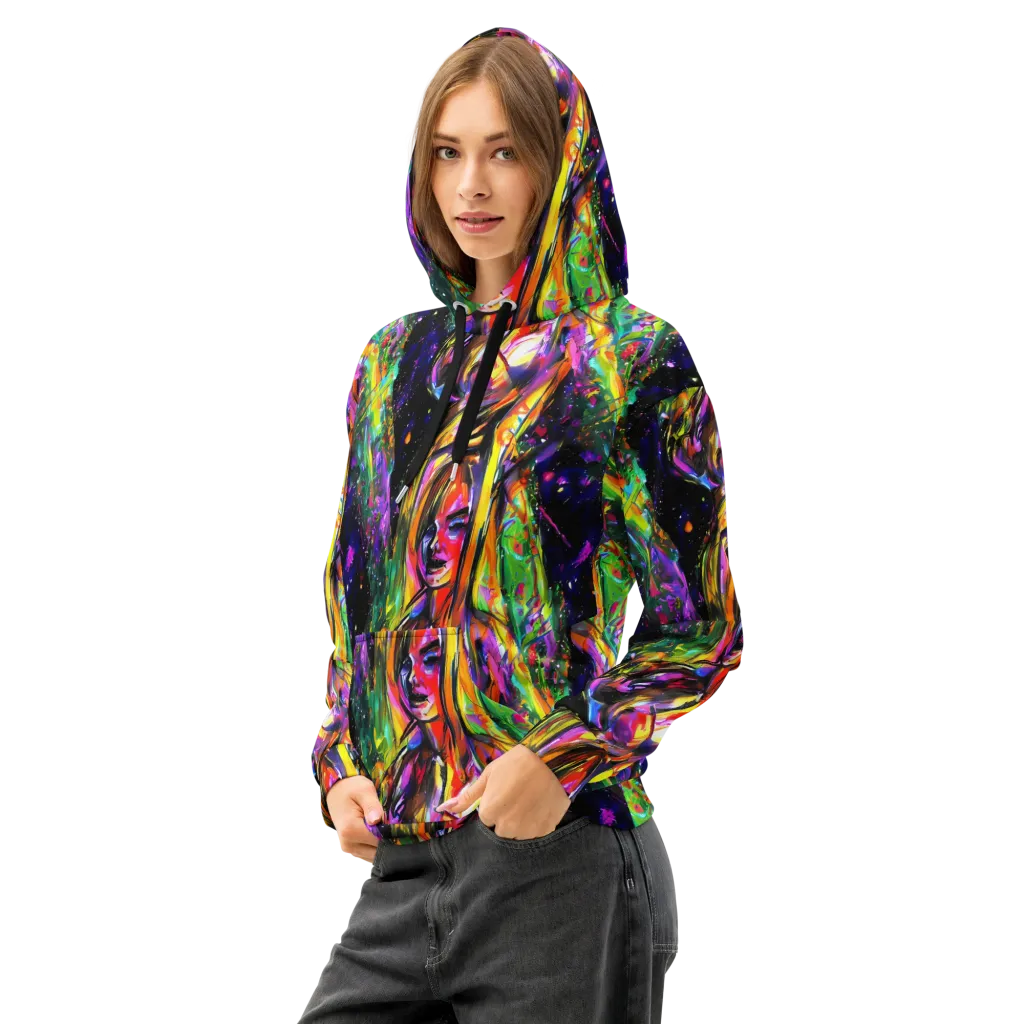 Galactic Flamenco on Cotton Hoodie — Left Front