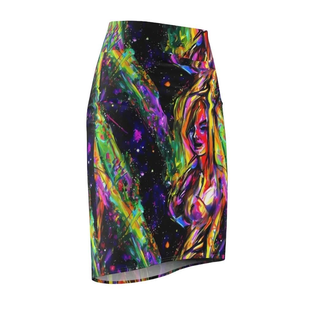 Galactic Flamenco on Pencil Skirt — Front Side