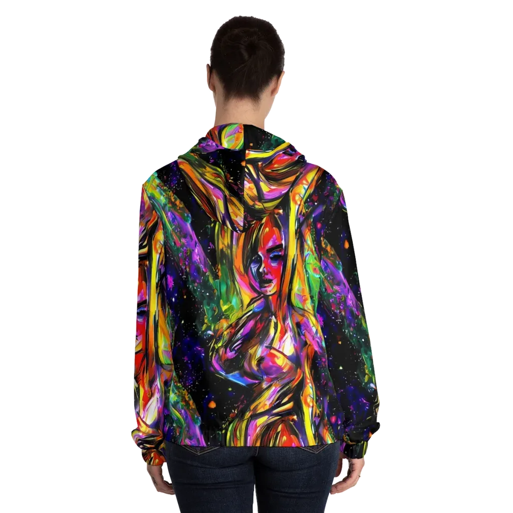 Galactic Flamenco on Women's Full-Zip Hoodie — Back On Person
