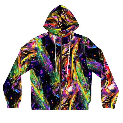 Galactic Flamenco on a Women's Full-Zip Hoodie