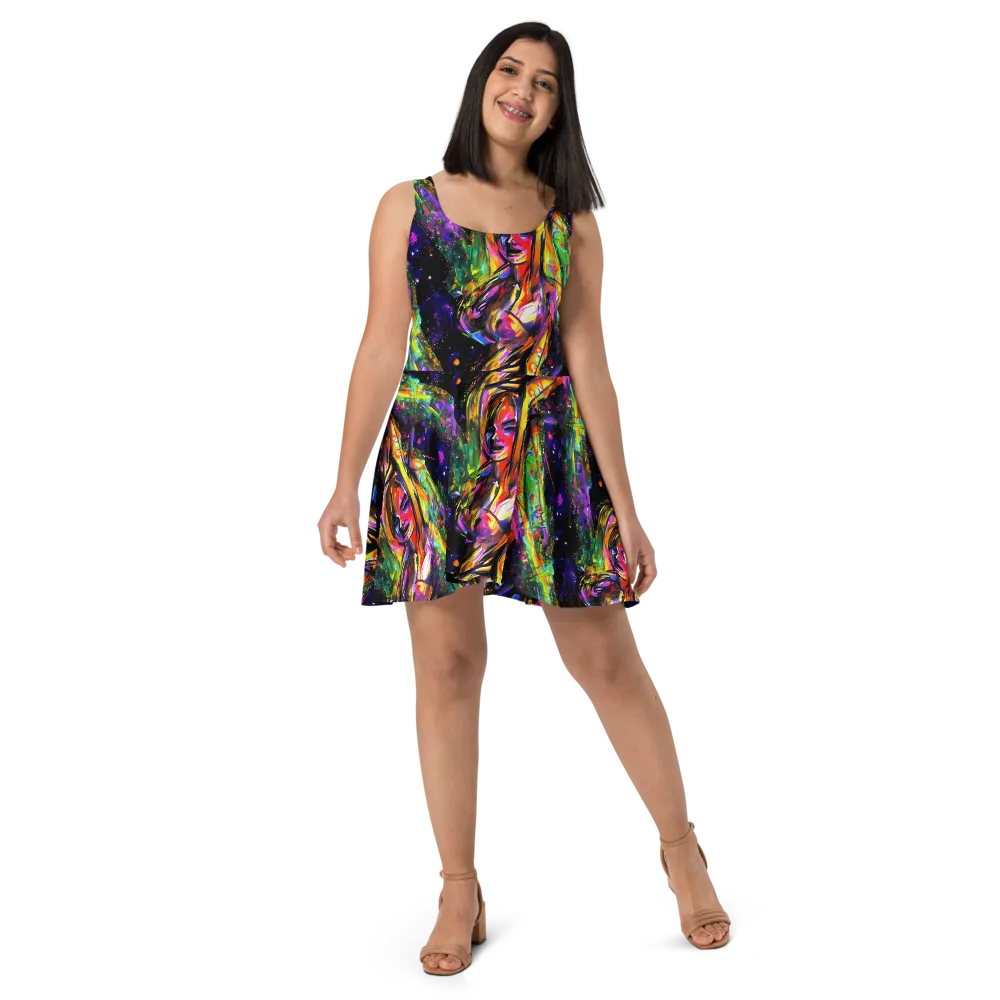 Galactic Flamenco on Skater Dress — Front