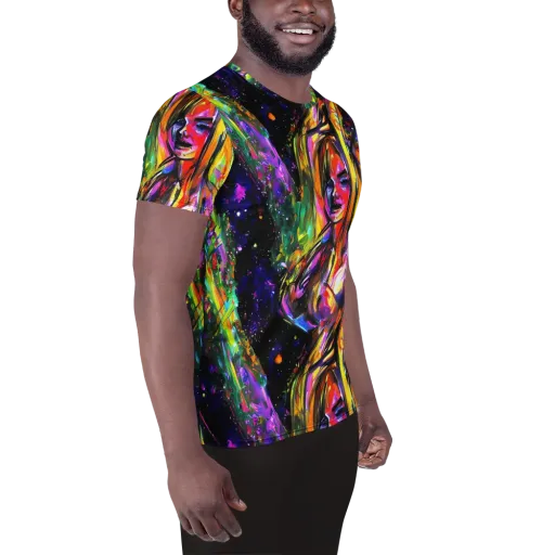 Galactic Flamenco on a Men's Athletic T-Shirt