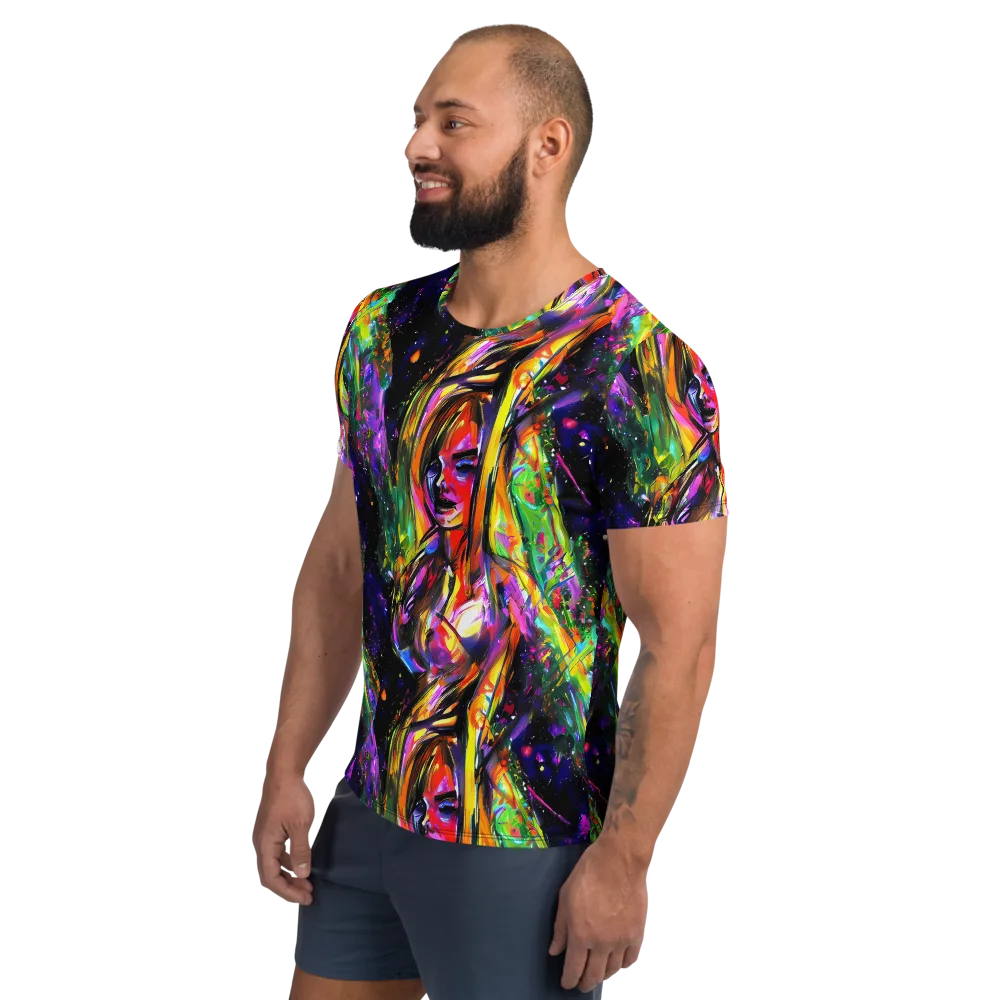 Galactic Flamenco on Men's Athletic T-Shirt — Left