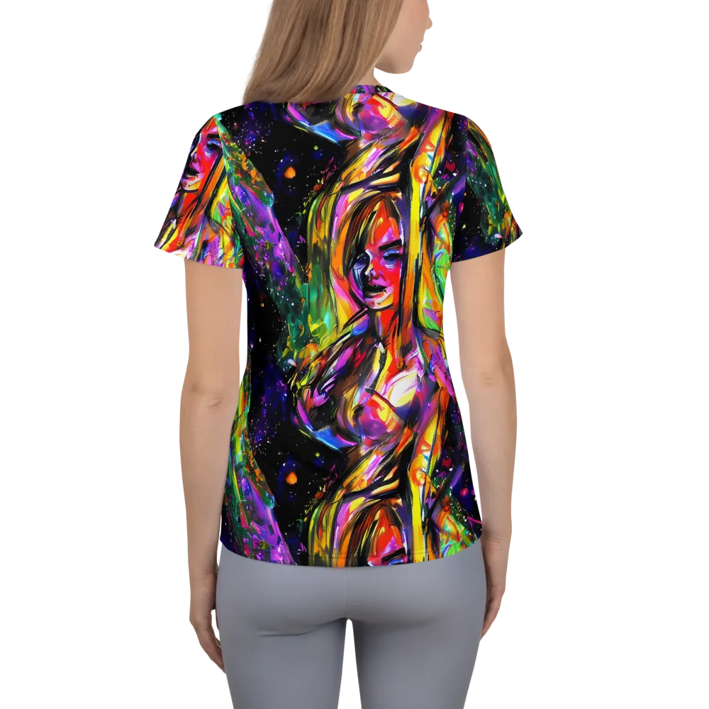 Galactic Flamenco on Women's Athletic T-Shirt — Back