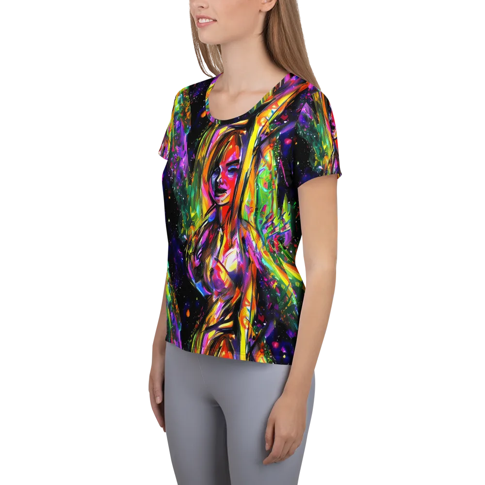 Galactic Flamenco on Women's Athletic T-Shirt — Left