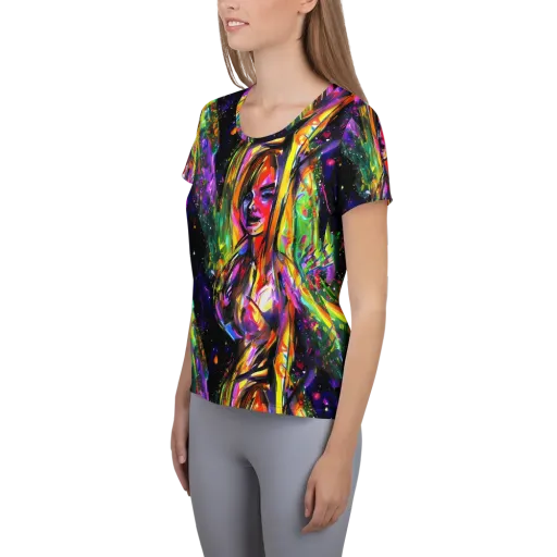Galactic Flamenco on a Women's Athletic T-Shirt