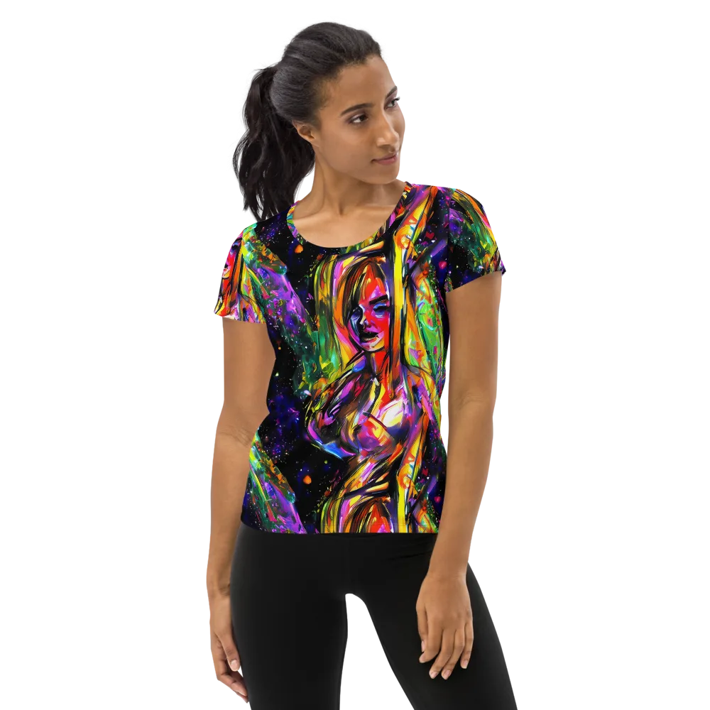 Galactic Flamenco on Women's Athletic T-Shirt — Front