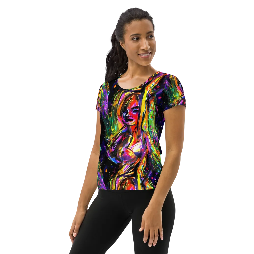 Galactic Flamenco on Women's Athletic T-Shirt — Left