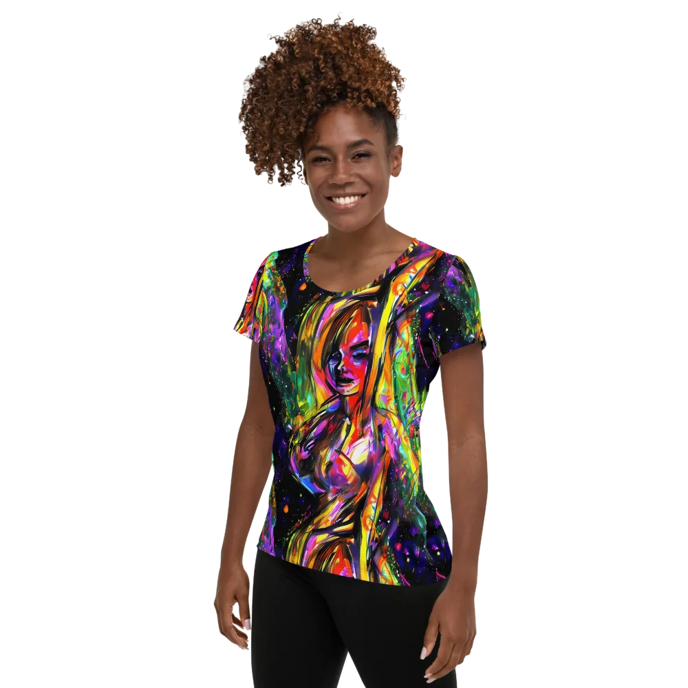 Galactic Flamenco on Women's Athletic T-Shirt — Left