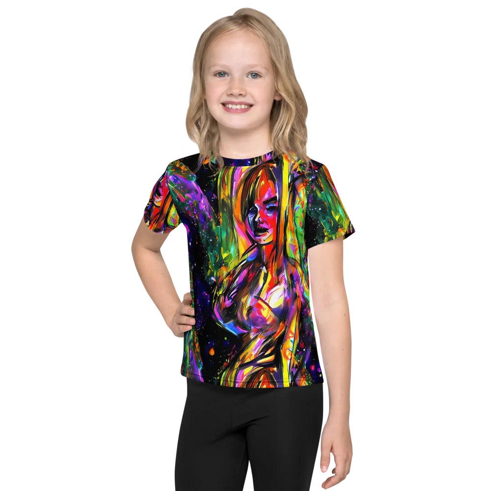 Galactic Flamenco on Kids Crew Neck T-Shirt — Front