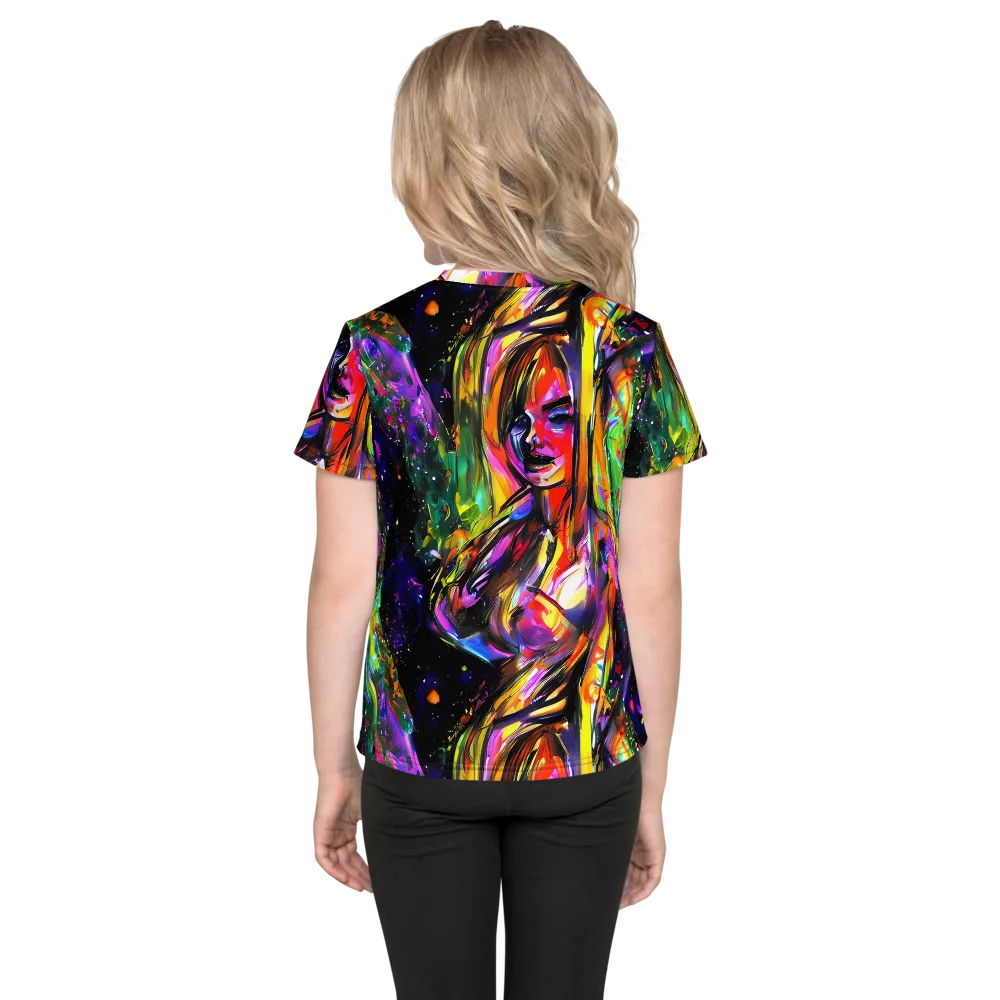 Galactic Flamenco on Kids Crew Neck T-Shirt — Back
