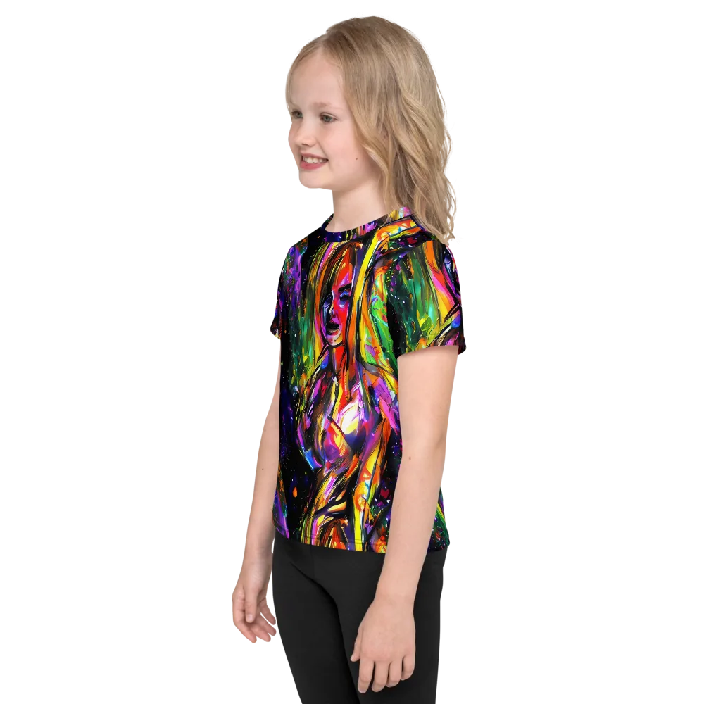 Galactic Flamenco on Kids Crew Neck T-Shirt — Left