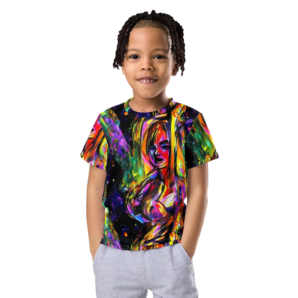 Galactic Flamenco on Kids Crew Neck T-Shirt — Front