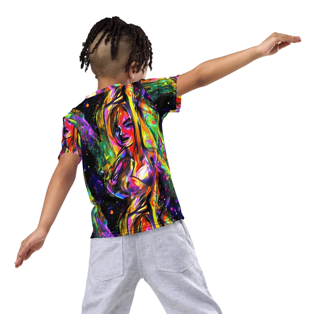 Galactic Flamenco on Kids Crew Neck T-Shirt — Back