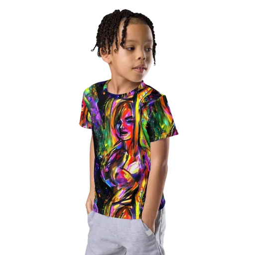 Galactic Flamenco on a Kids Crew Neck T-Shirt