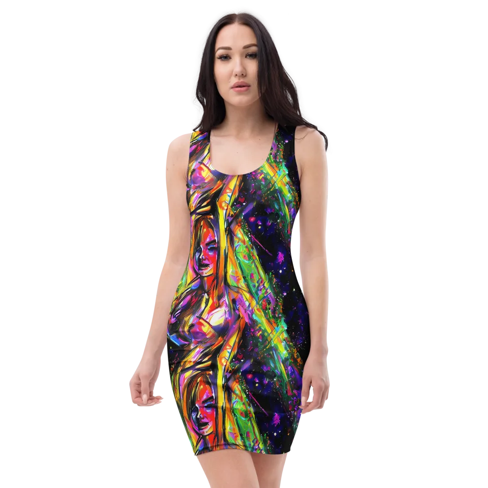 Galactic Flamenco on Bodycon Dress — Front