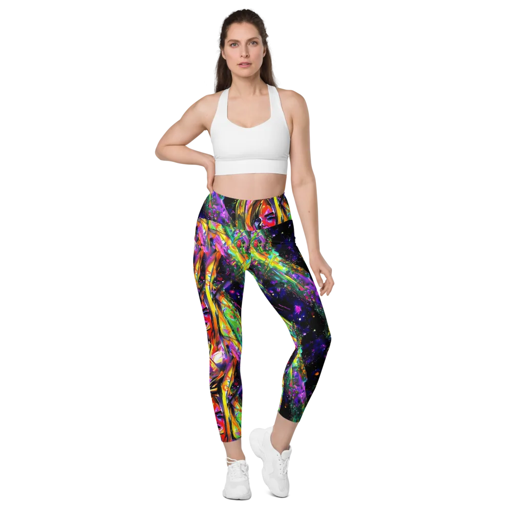 Galactic Flamenco on Leggings with Pockets — Front