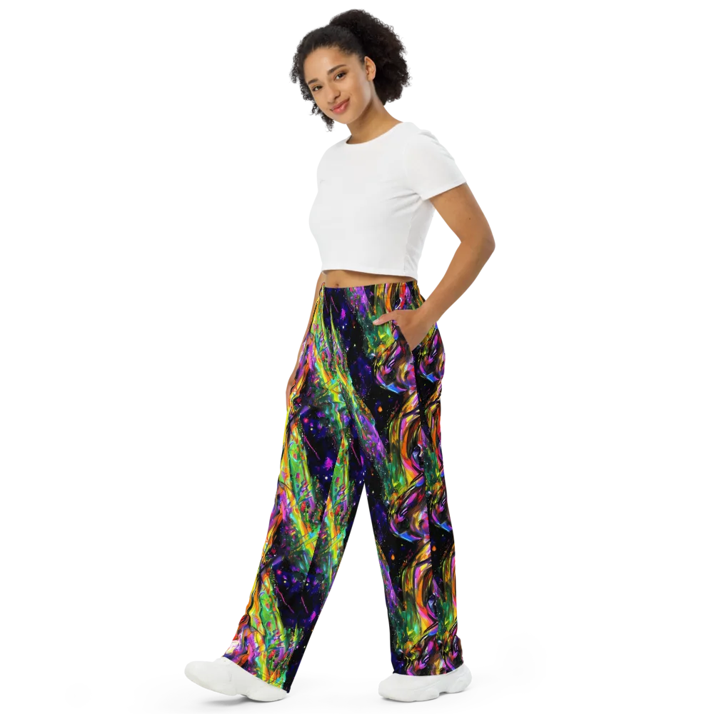 Galactic Flamenco on Wide-Leg Pants — Left Front