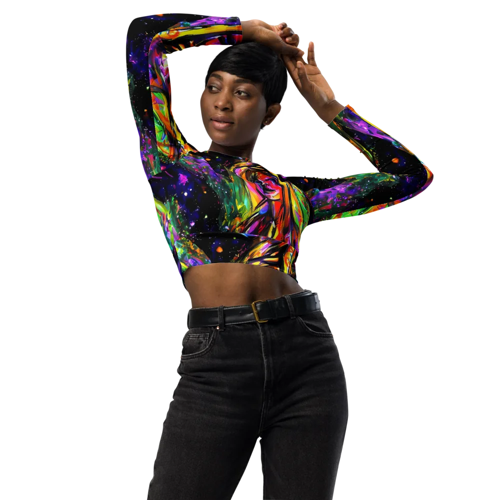 Galactic Flamenco on Long Sleeve Crop Top — Front