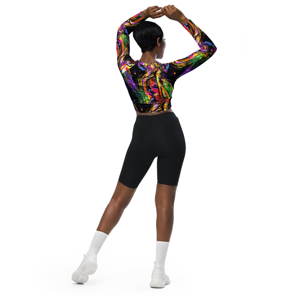 Galactic Flamenco on Long Sleeve Crop Top — Back