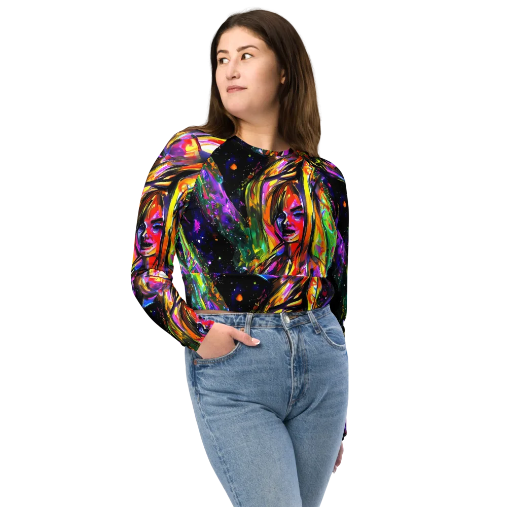 Galactic Flamenco on Long Sleeve Crop Top — Front