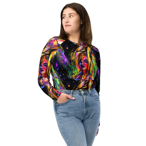 Galactic Flamenco on a Long Sleeve Crop Top
