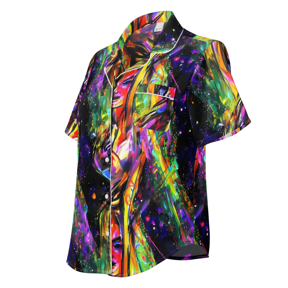 Galactic Flamenco on Women's Short Sleeve Pajama Top — Left Front