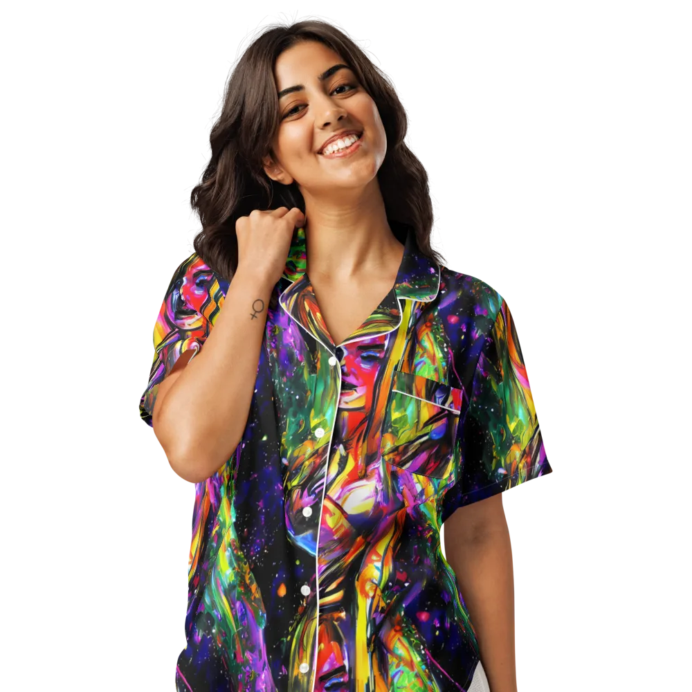 Galactic Flamenco on Women's Short Sleeve Pajama Top — Front
