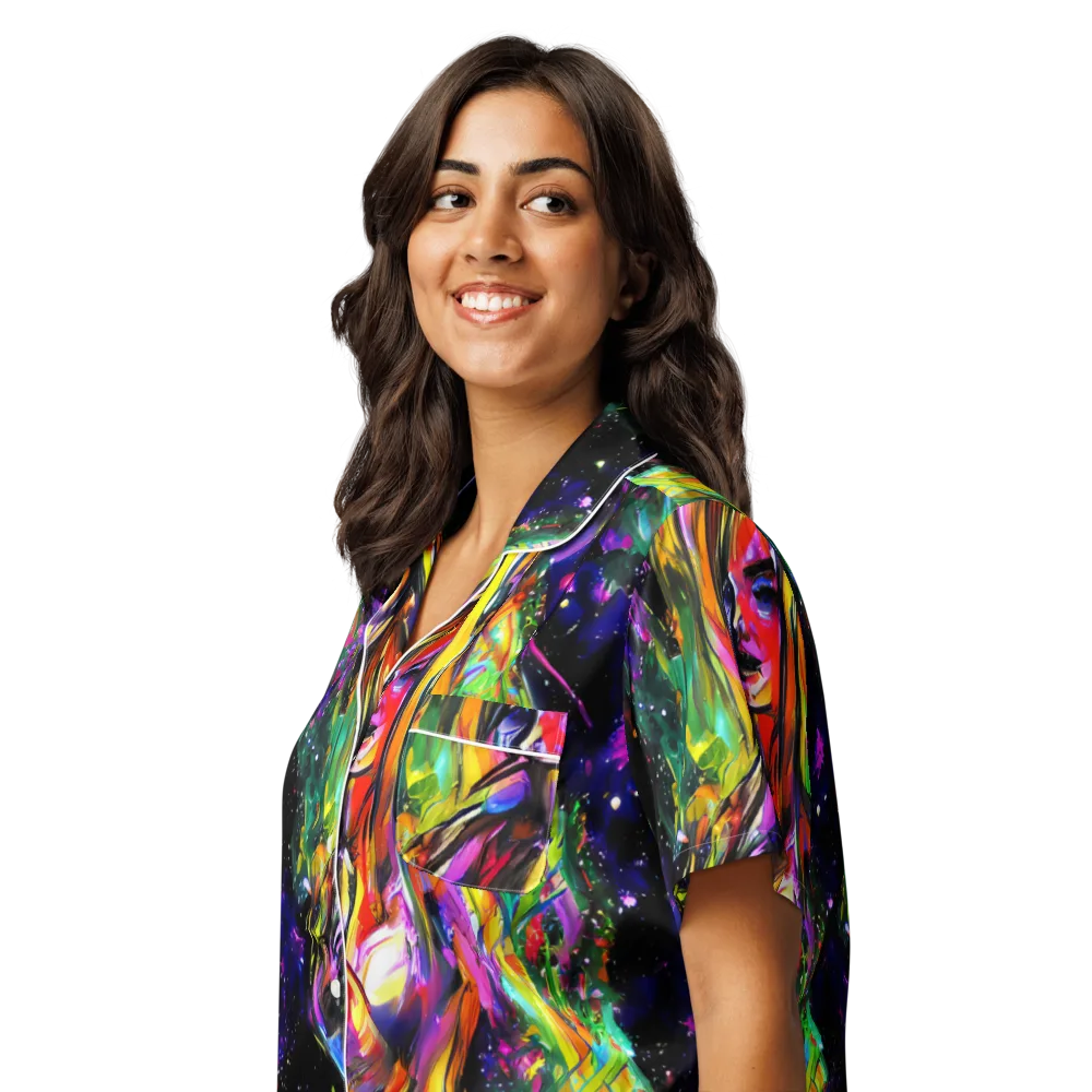 Galactic Flamenco on Women's Short Sleeve Pajama Top — Left Front