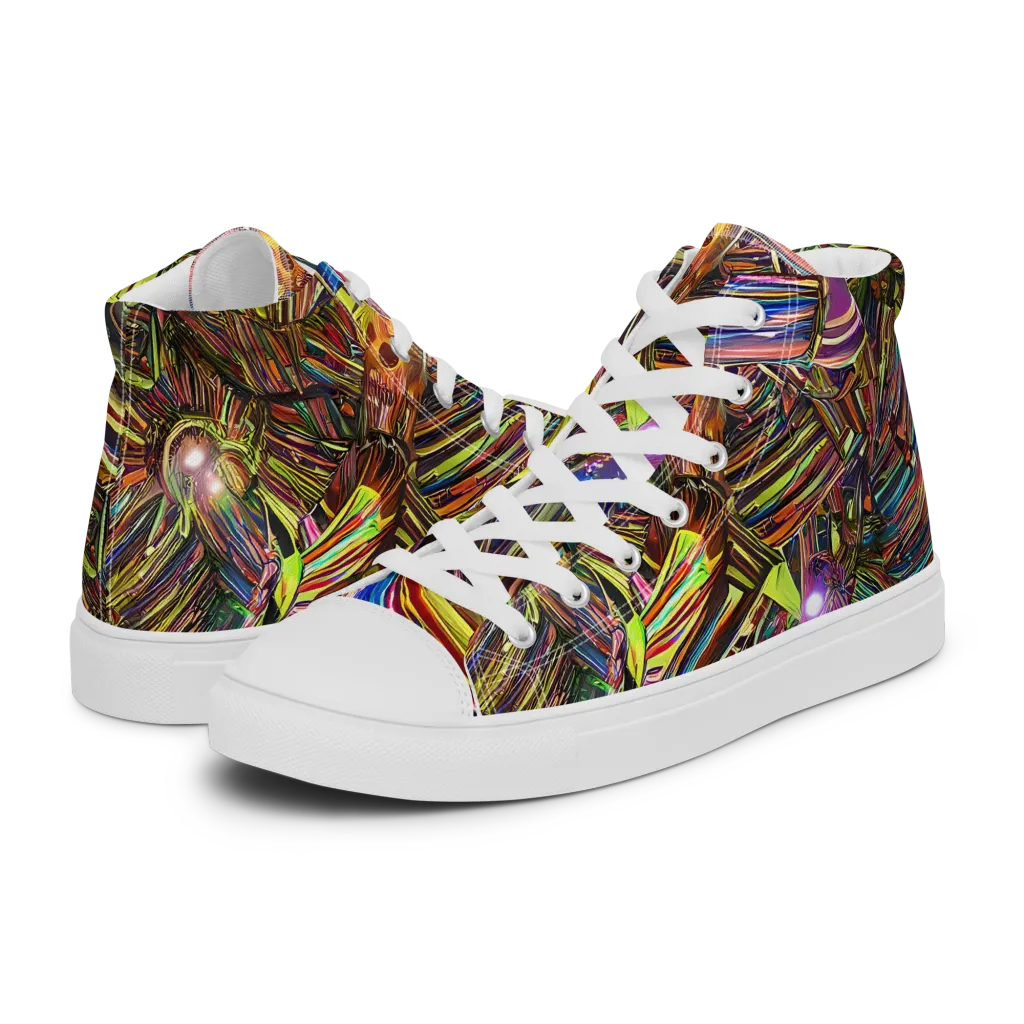 Quantum Palette on Men's High Top Canvas Shoes — Left