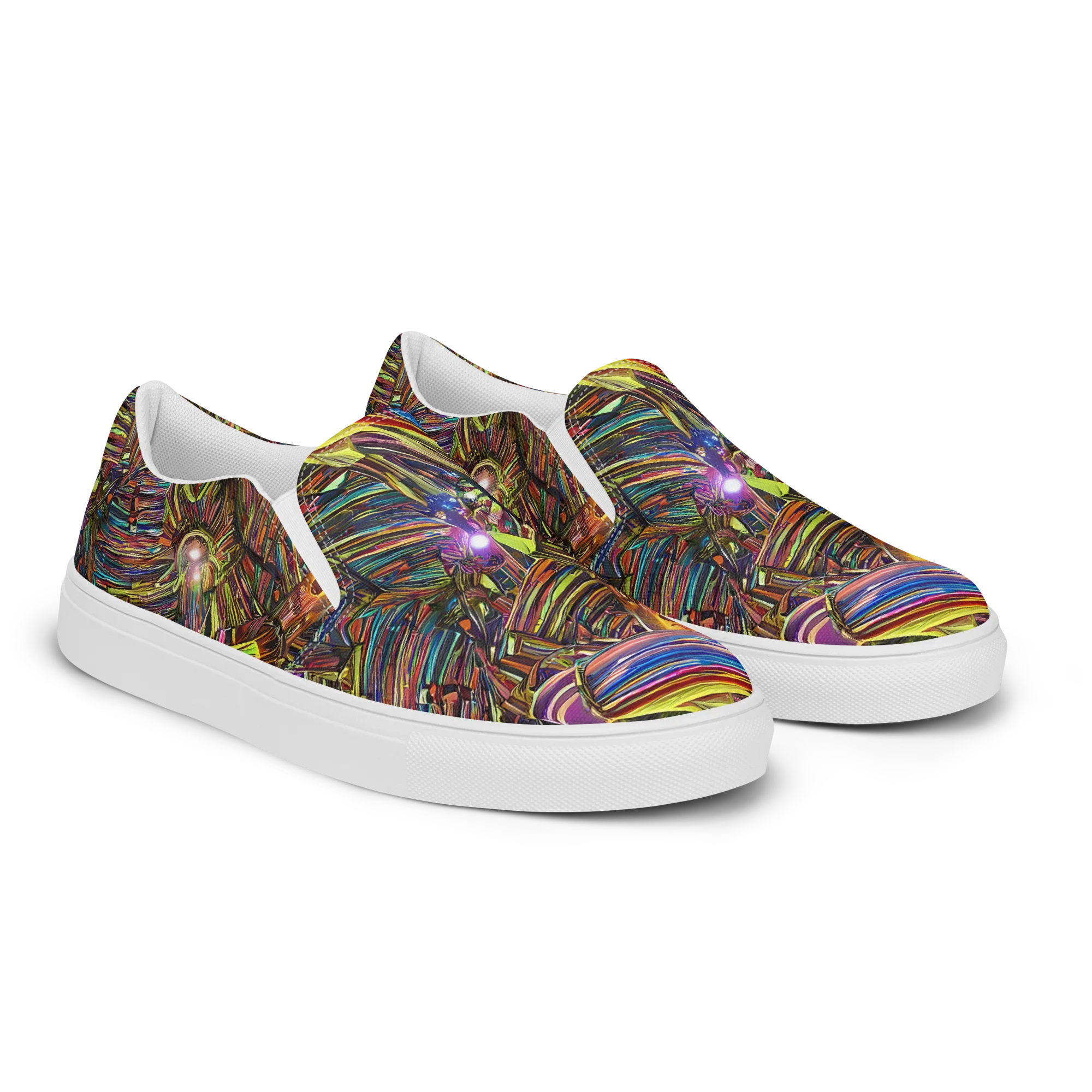 Quantum Palette on Men's Slip-On Canvas Shoes — Right Front