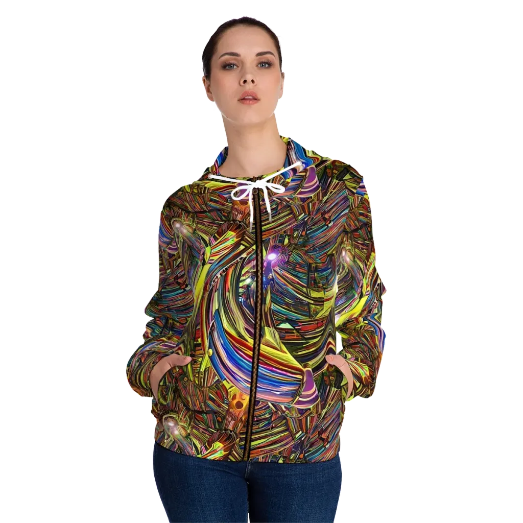 Quantum Palette on Women's Full-Zip Hoodie — Front On Person