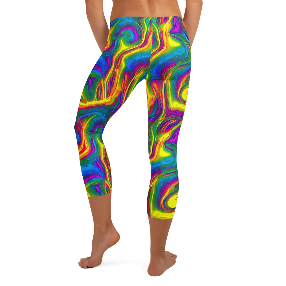 Electric Aurora on Capri Leggings — Back