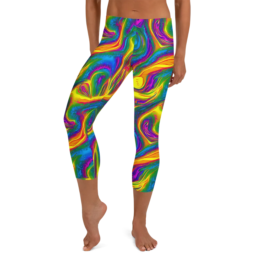 Electric Aurora on Capri Leggings — Front