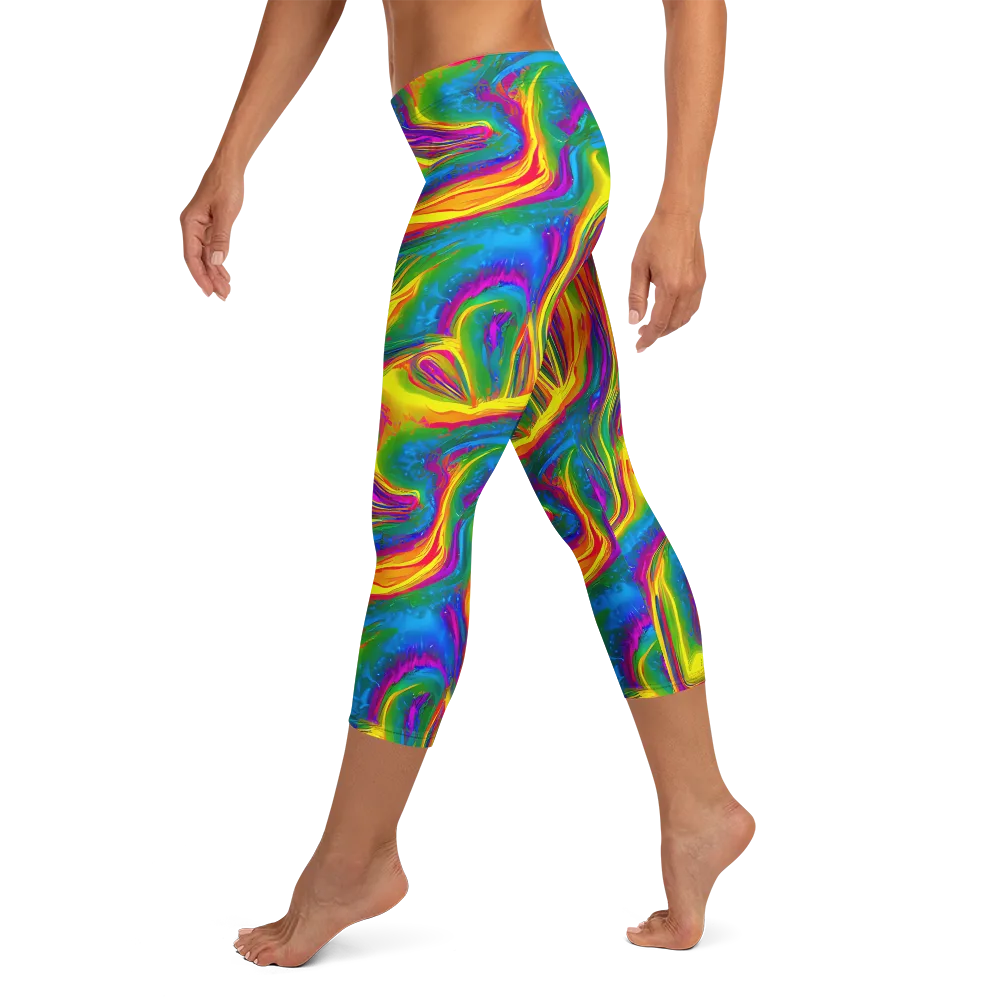 Electric Aurora on Capri Leggings — Left