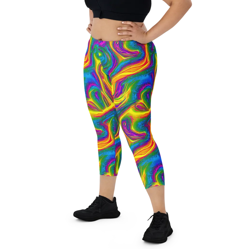 Electric Aurora on Capri Leggings — Front