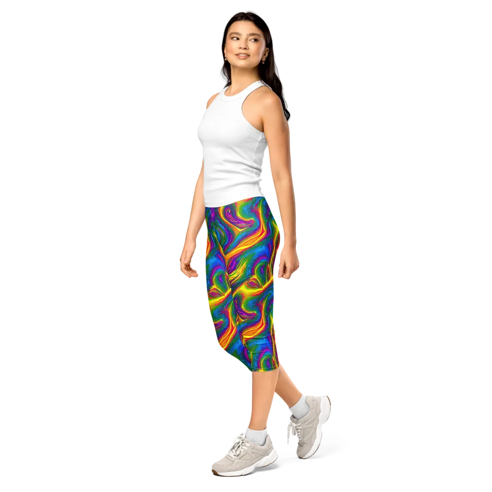 Electric Aurora on Capri Leggings — Left Front