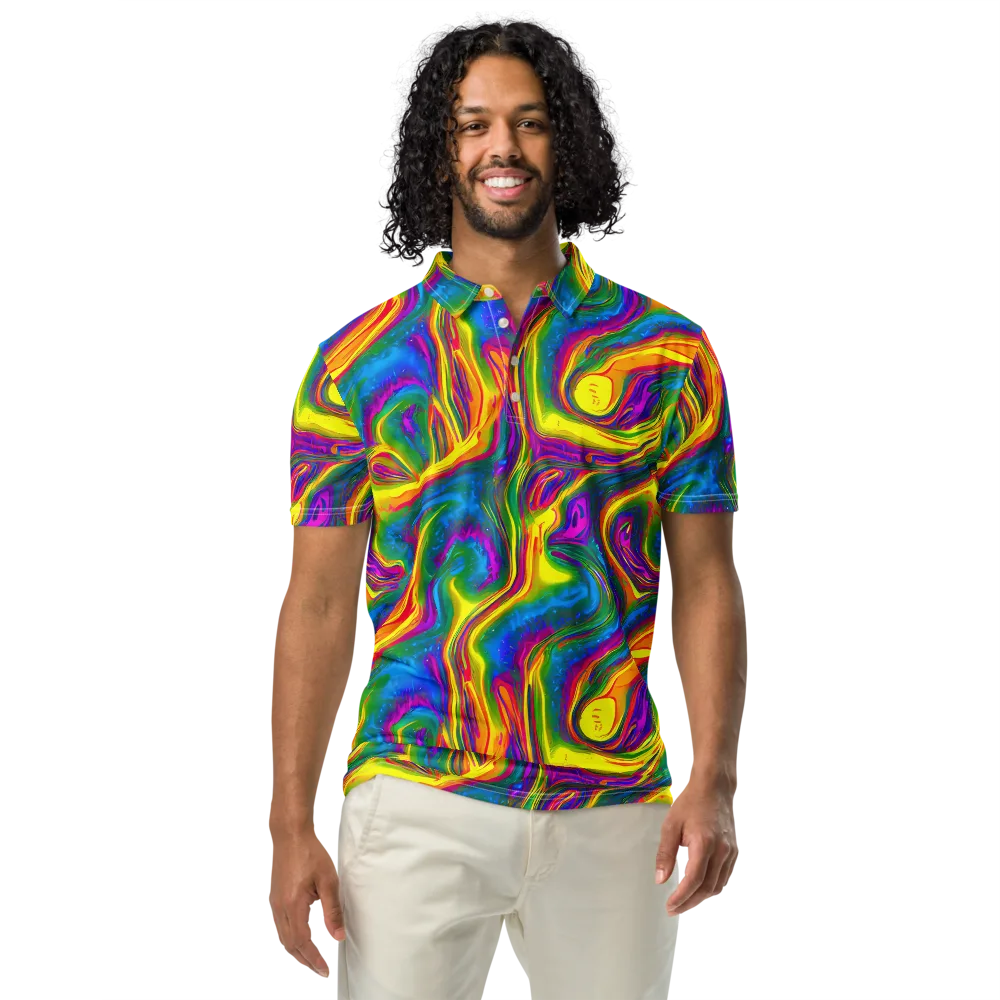 Electric Aurora on Men's Slim Fit Polo Shirt — Front