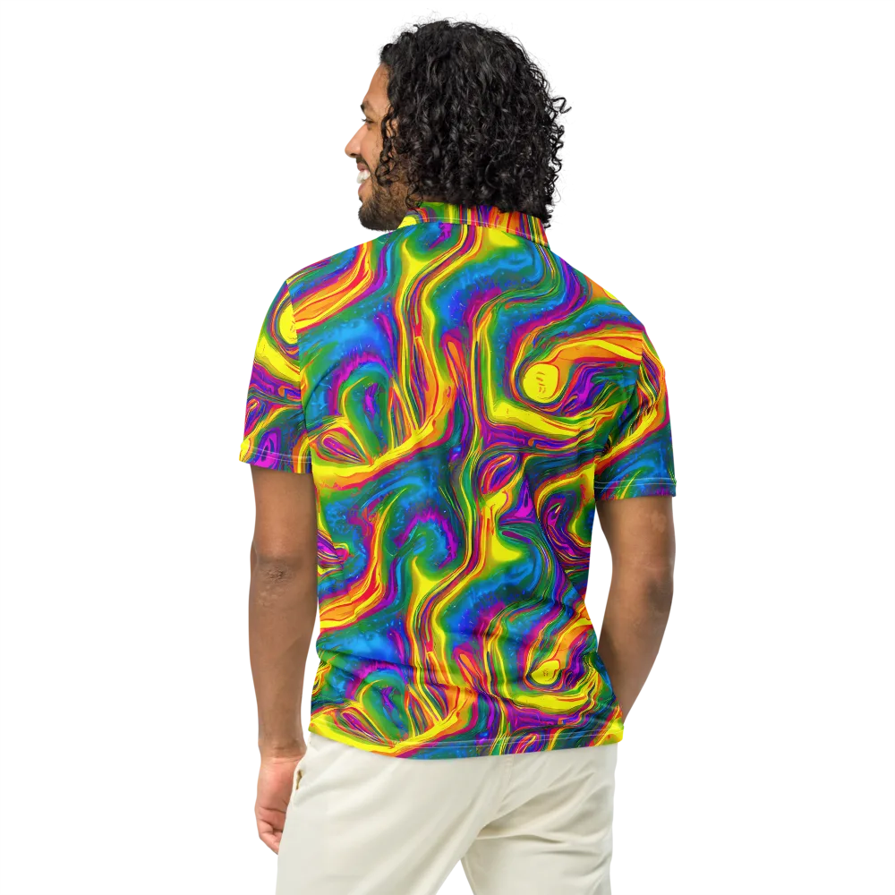Electric Aurora on Men's Slim Fit Polo Shirt — Back