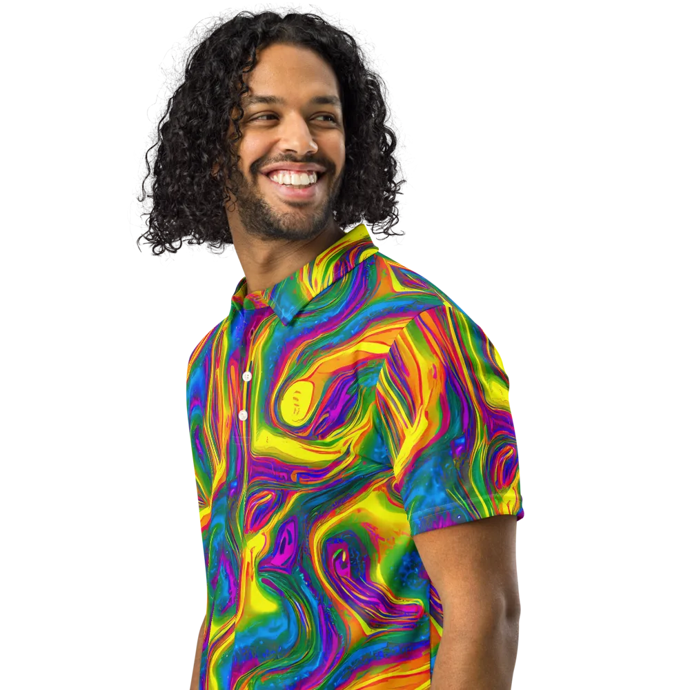 Electric Aurora on Men's Slim Fit Polo Shirt — Left Front